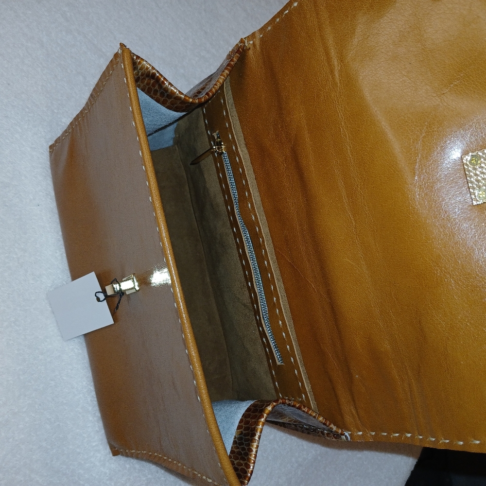 Kasanova 25 Women's Mango And Snake Skin Leather Handbag - Picture 6 of 8